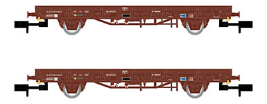 021-HN6581 - N - RENFE, 2-tlg. Set 2-achs. Flachwagen Ks, beladen mith „Tabacalera-Tabaksäcke, Ep. IV